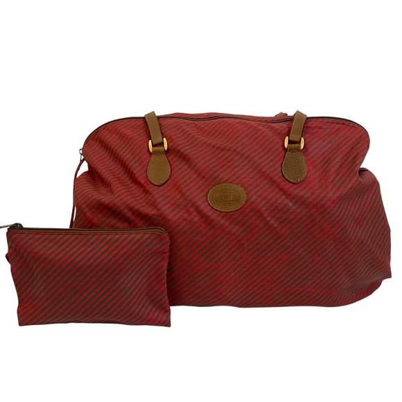 Authentic Gucci Striped Duffel Bag w/ Matching Pouch - Shoulder Bag - Red Green - Picture 1 of 16